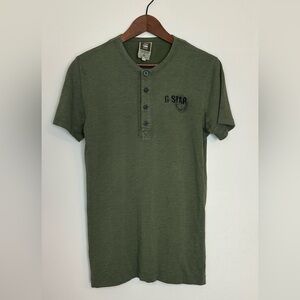 G-Star Men's Olive Short Sleeve Henley